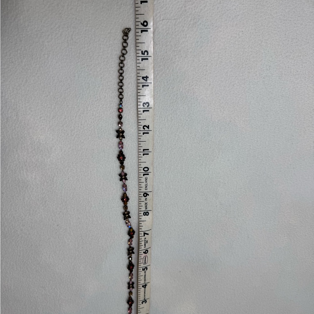 Elegant Sorrelli Choker Necklace with  Crystals in Pink and Brown Tones - Picture 4 of 7